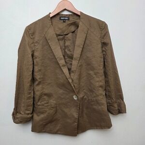 Paperwhite Women's Brown Linen Blend Blazer Jacket Size‎ 10